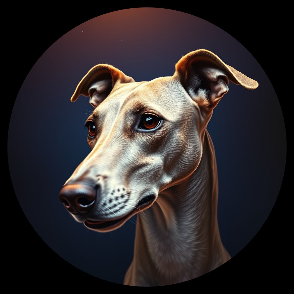 Cosmic medallion portrait of G_26133_G_26133, a Greyhound