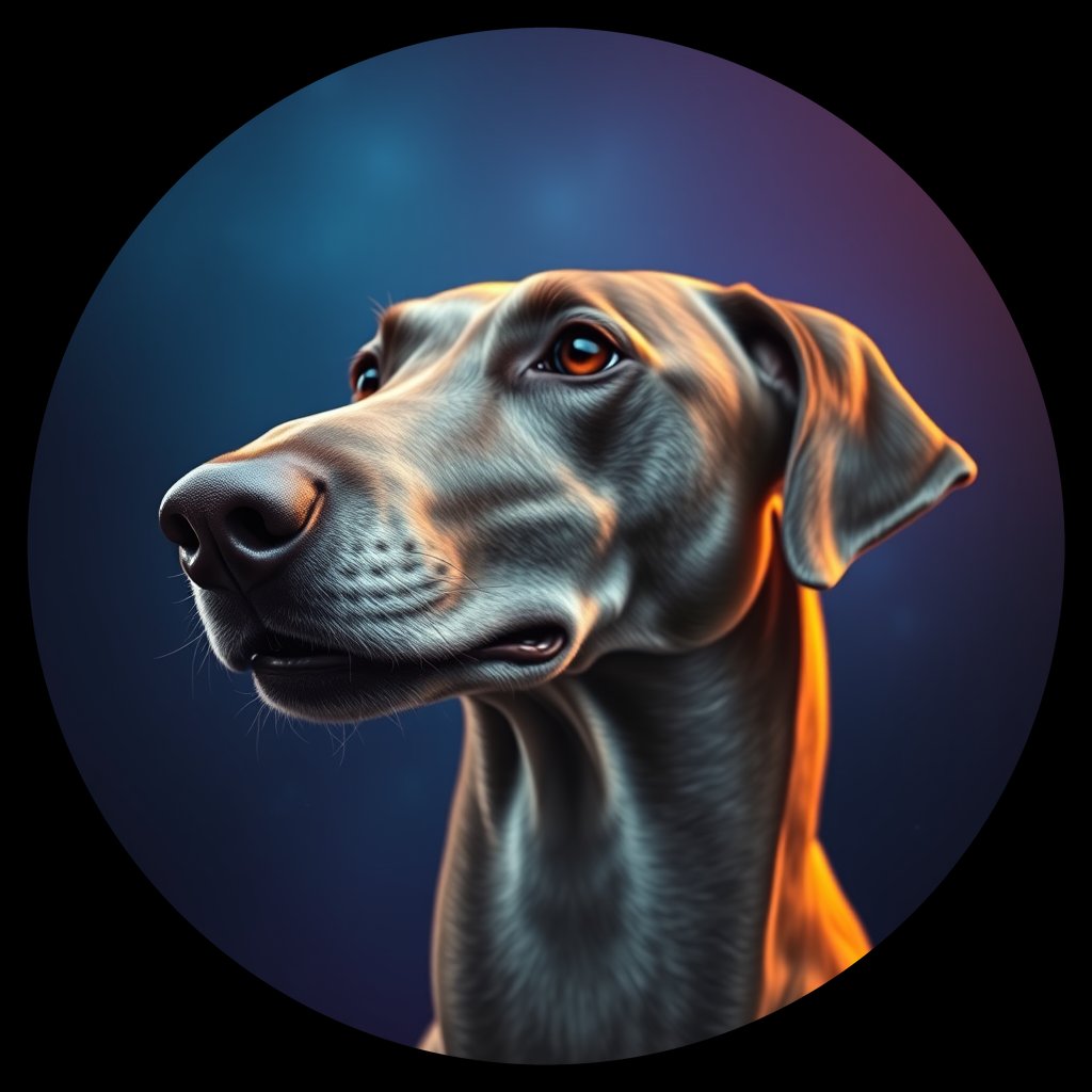 Cosmic medallion portrait of G_26137_G_26137, a Greyhound
