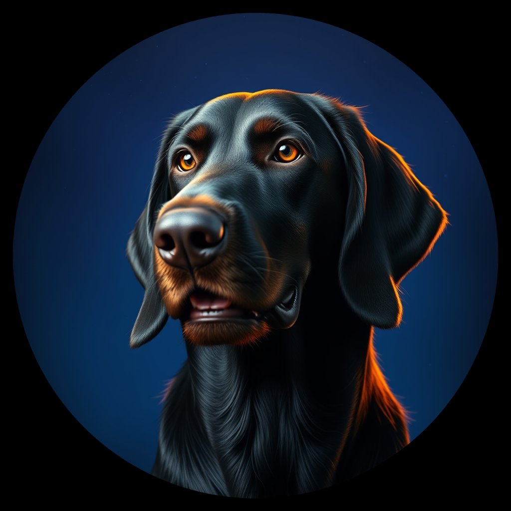 Cosmic medallion portrait of GoS_30513_GoS_30513, a Gordon Setter