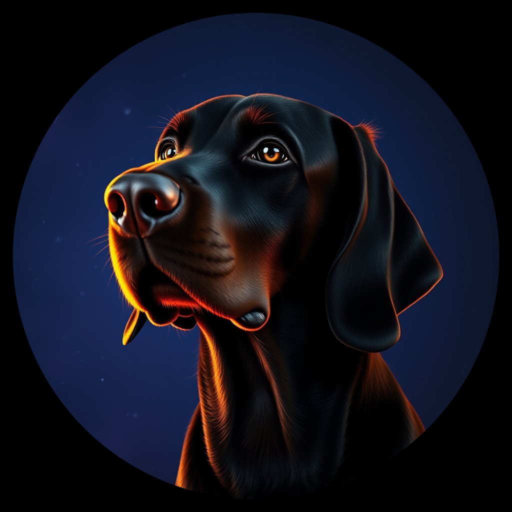 Cosmic medallion portrait of GoS_LU604_GoS_LU604, a Gordon Setter