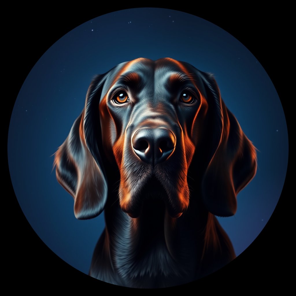 Cosmic medallion portrait of GoS_LU606_GoS_LU606, a Gordon Setter