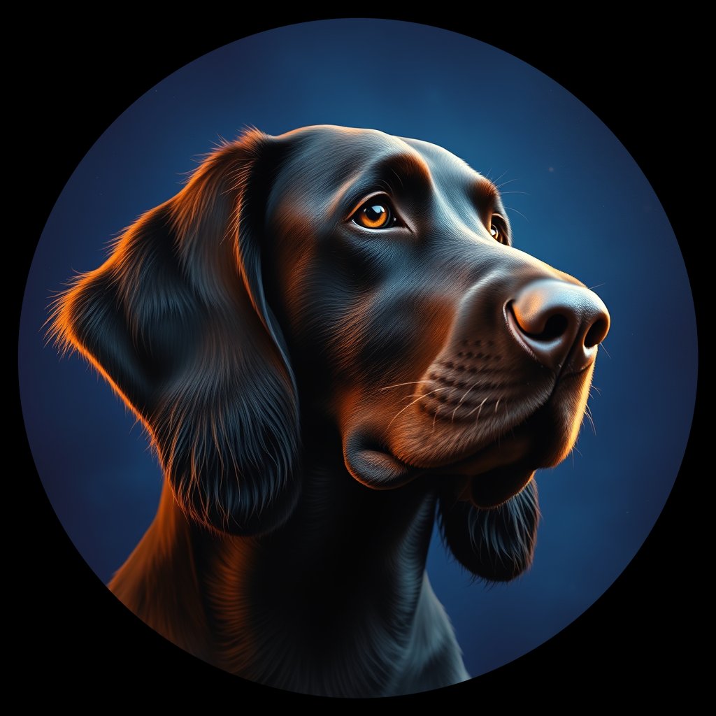 Cosmic medallion portrait of GoS_LU607_GoS_LU607, a Gordon Setter