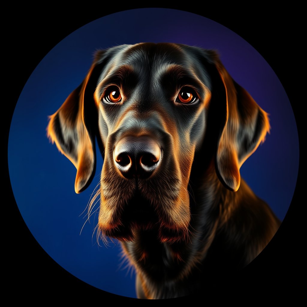 Cosmic medallion portrait of GoS_LU610_GoS_LU610, a Gordon Setter