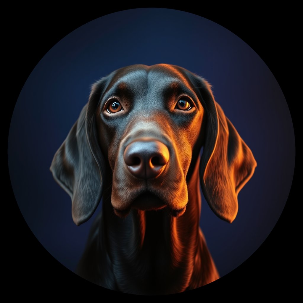 Cosmic medallion portrait of GoS_LU611_GoS_LU611, a Gordon Setter