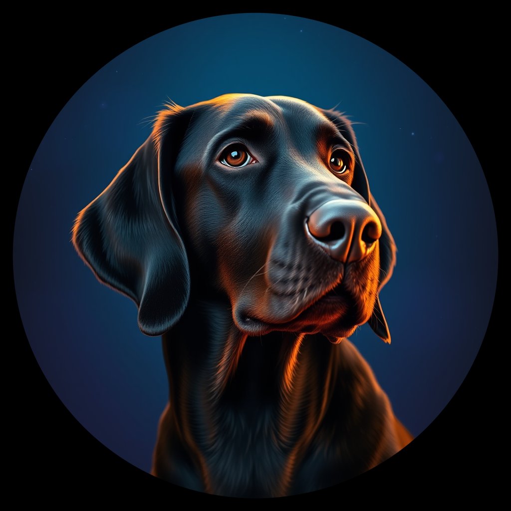 Cosmic medallion portrait of GoS_LU615_GoS_LU615, a Gordon Setter