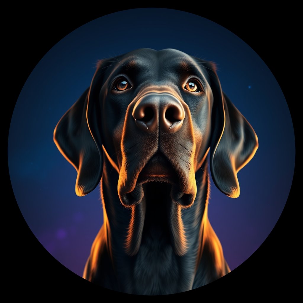 Cosmic medallion portrait of GoS_LU616_GoS_LU616, a Gordon Setter