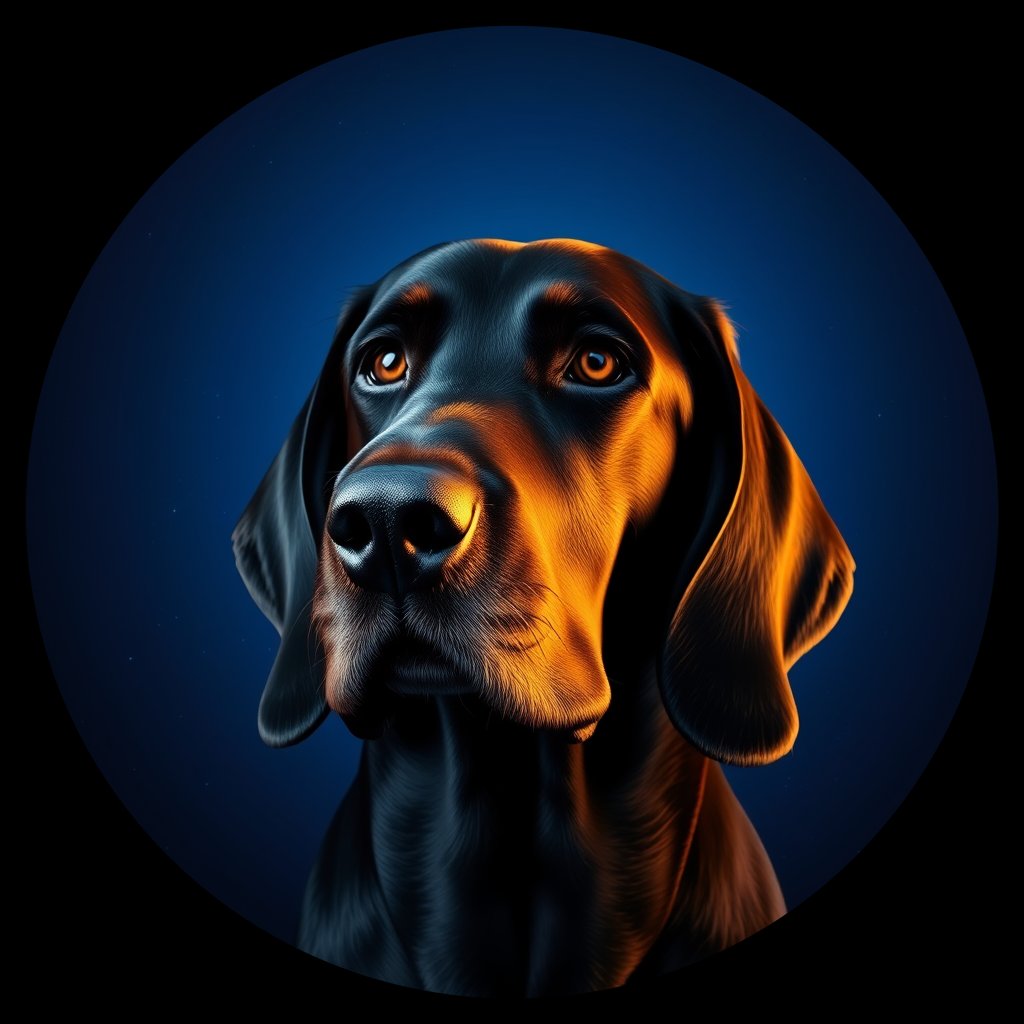 Cosmic medallion portrait of GoS_LU619_GoS_LU619, a Gordon Setter