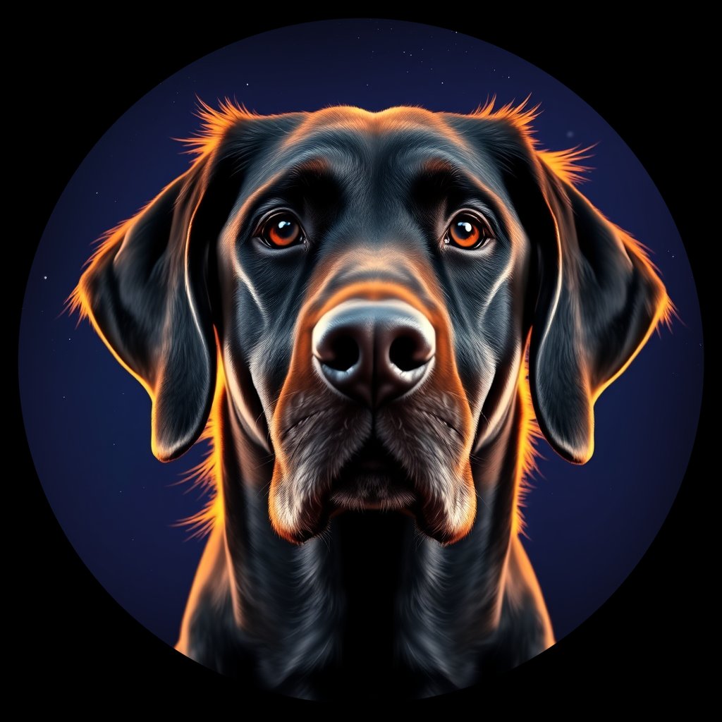 Cosmic medallion portrait of GoS_LU625_GoS_LU625, a Gordon Setter