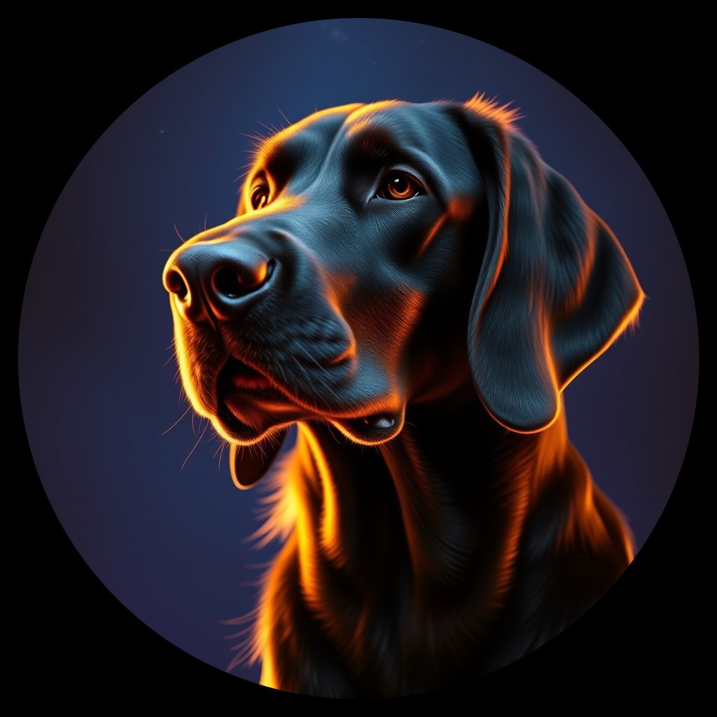 Cosmic medallion portrait of GoS_LU627_GoS_LU627, a Gordon Setter