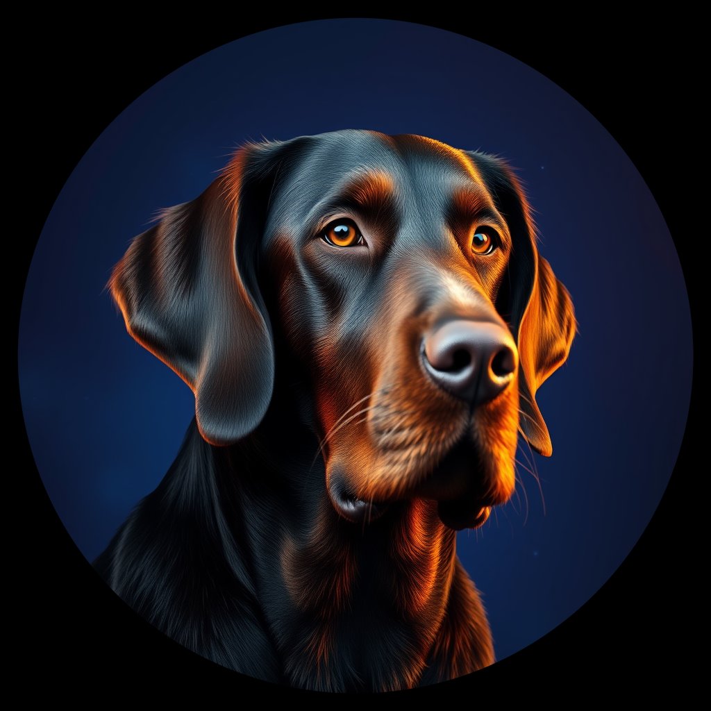 Cosmic medallion portrait of GoS_LU628_GoS_LU628, a Gordon Setter
