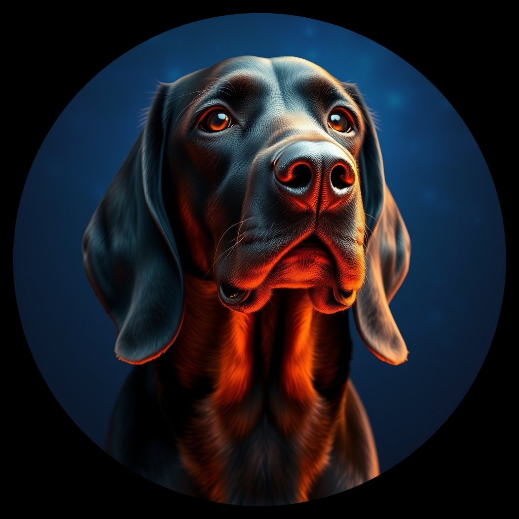 Cosmic medallion portrait of GoS_LU629_GoS_LU629, a Gordon Setter