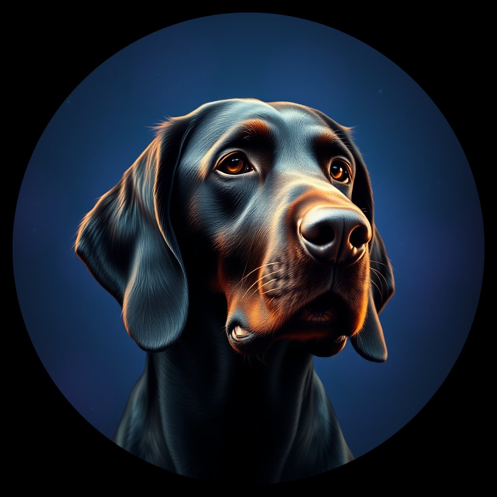 Cosmic medallion portrait of GoS_LU631_GoS_LU631, a Gordon Setter