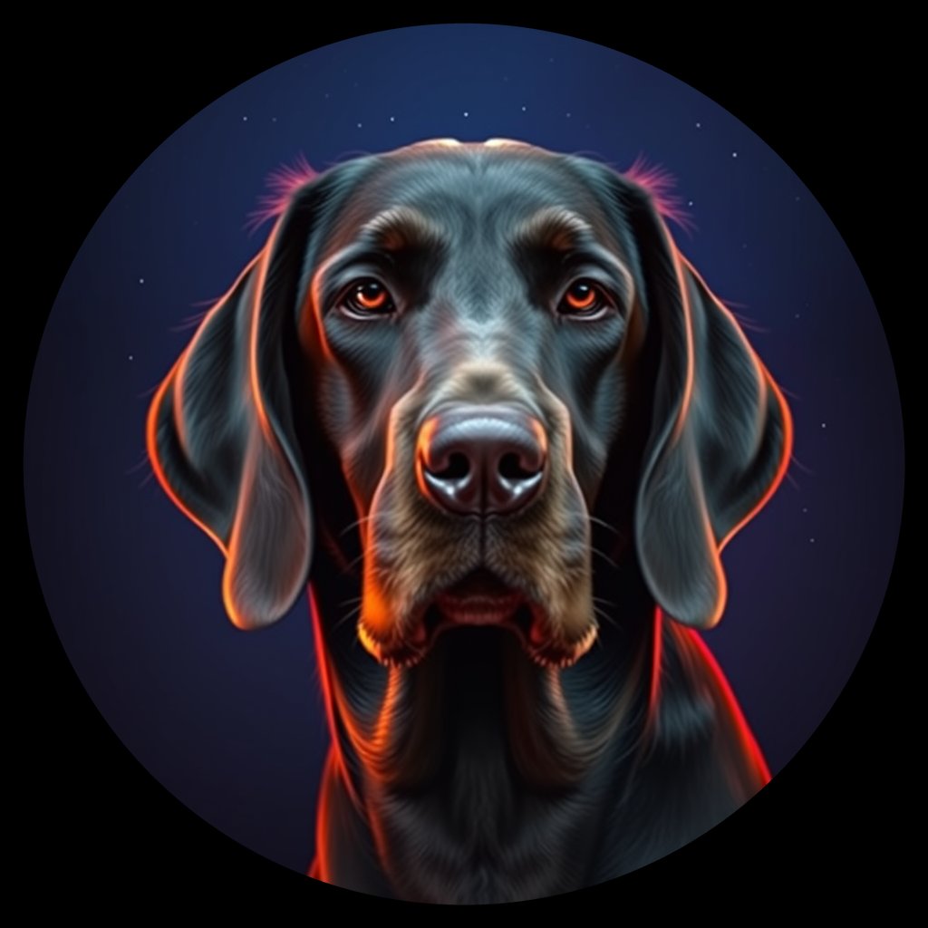 Cosmic medallion portrait of GoS_LU632_GoS_LU632, a Gordon Setter