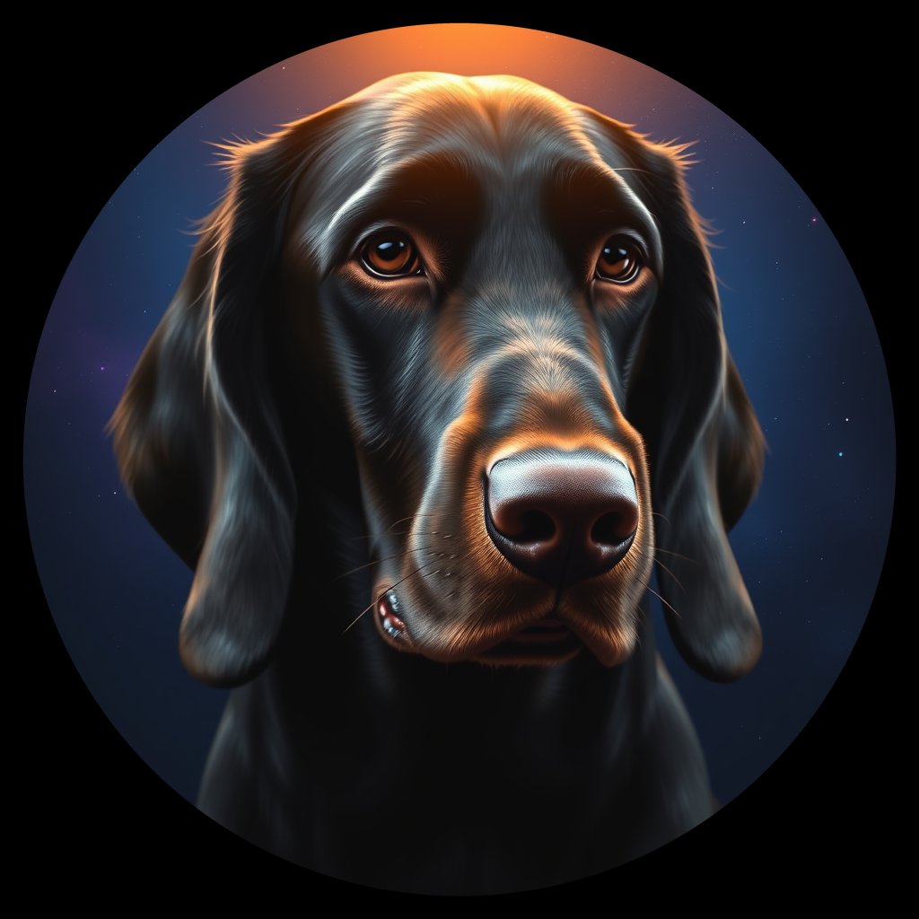 Cosmic medallion portrait of GoS_LU635_GoS_LU635, a Gordon Setter