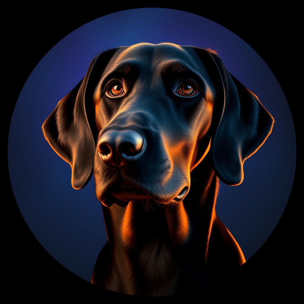 Cosmic medallion portrait of GoS_LU638_GoS_LU638, a Gordon Setter