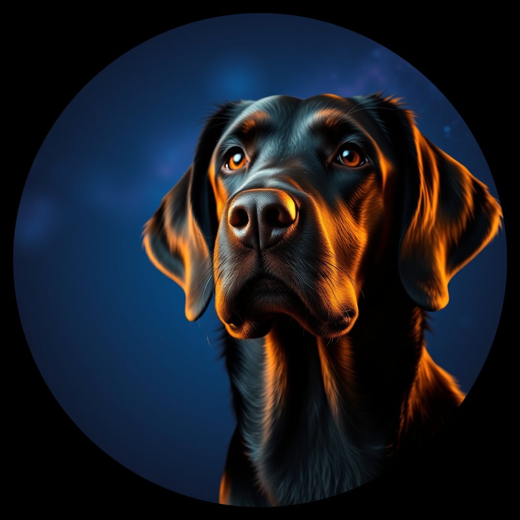 Cosmic medallion portrait of GoS_LU639_GoS_LU639, a Gordon Setter
