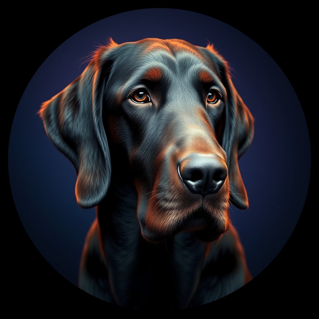 Cosmic medallion portrait of GoS_LU642_GoS_LU642, a Gordon Setter