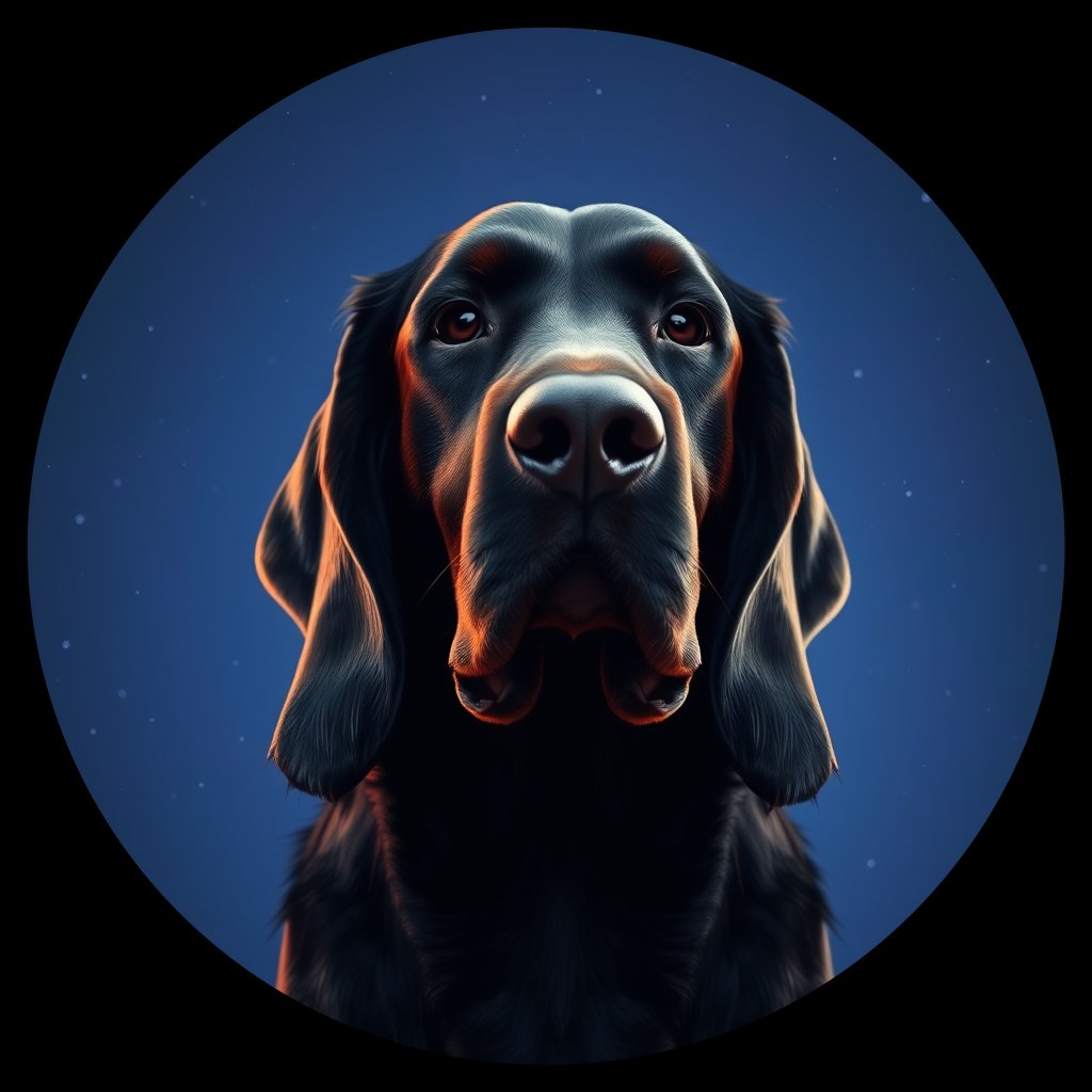 Cosmic medallion portrait of GoS_LU643_GoS_LU643, a Gordon Setter