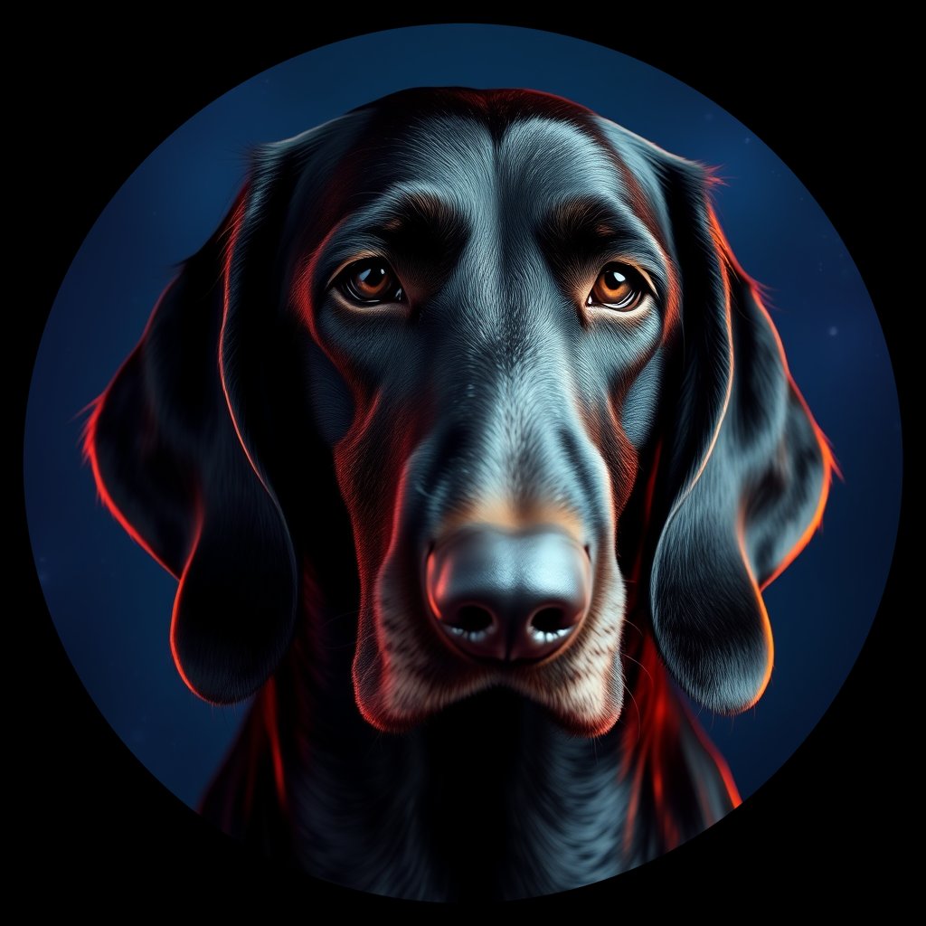 Cosmic medallion portrait of GoS_LU644_GoS_LU644, a Gordon Setter