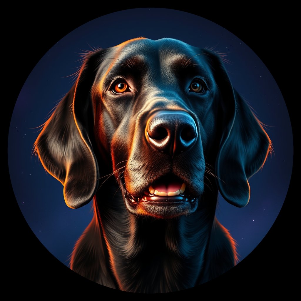 Cosmic medallion portrait of GoS_LU645_GoS_LU645, a Gordon Setter