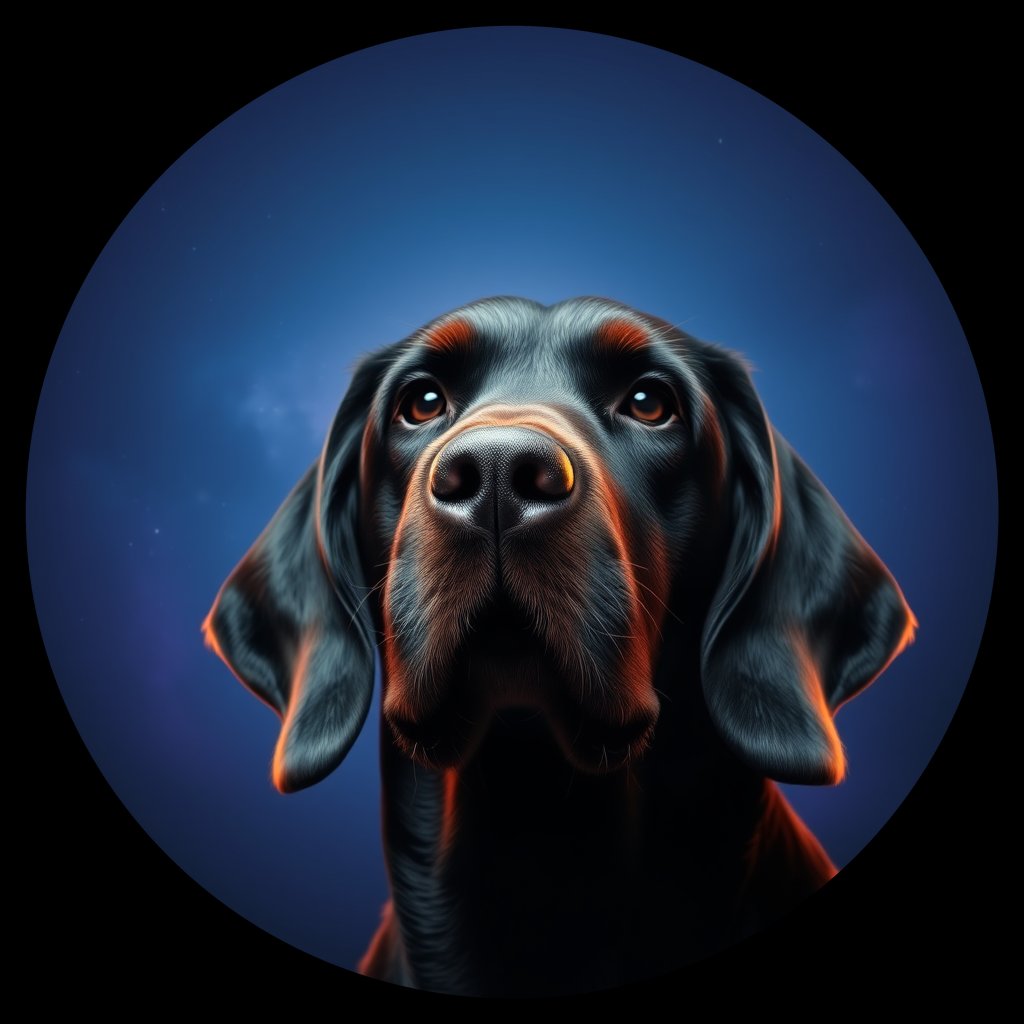Cosmic medallion portrait of GoS_LU646_GoS_LU646, a Gordon Setter