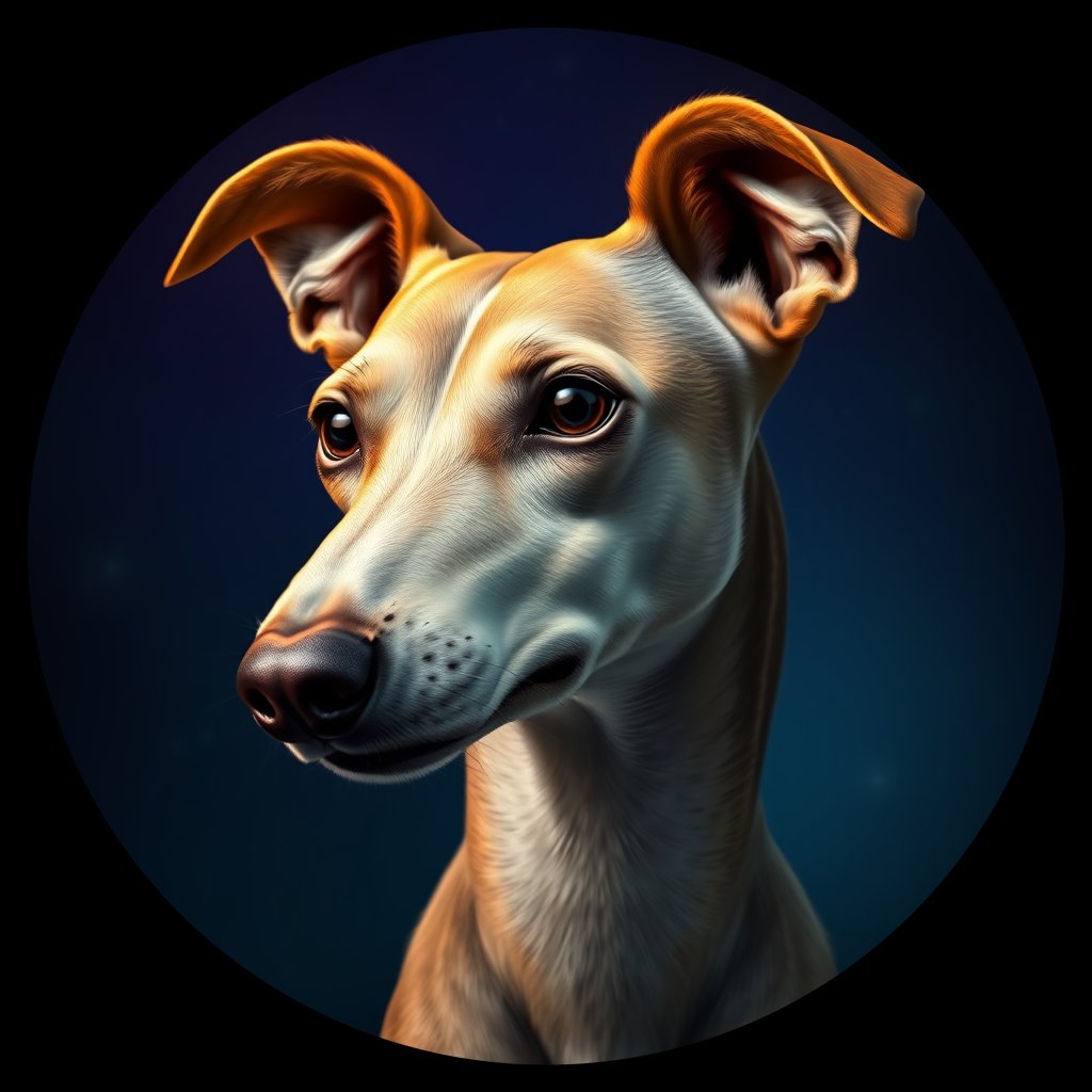 Cosmic medallion portrait of Gry_GT238_Gry_GT238, a Greyhound