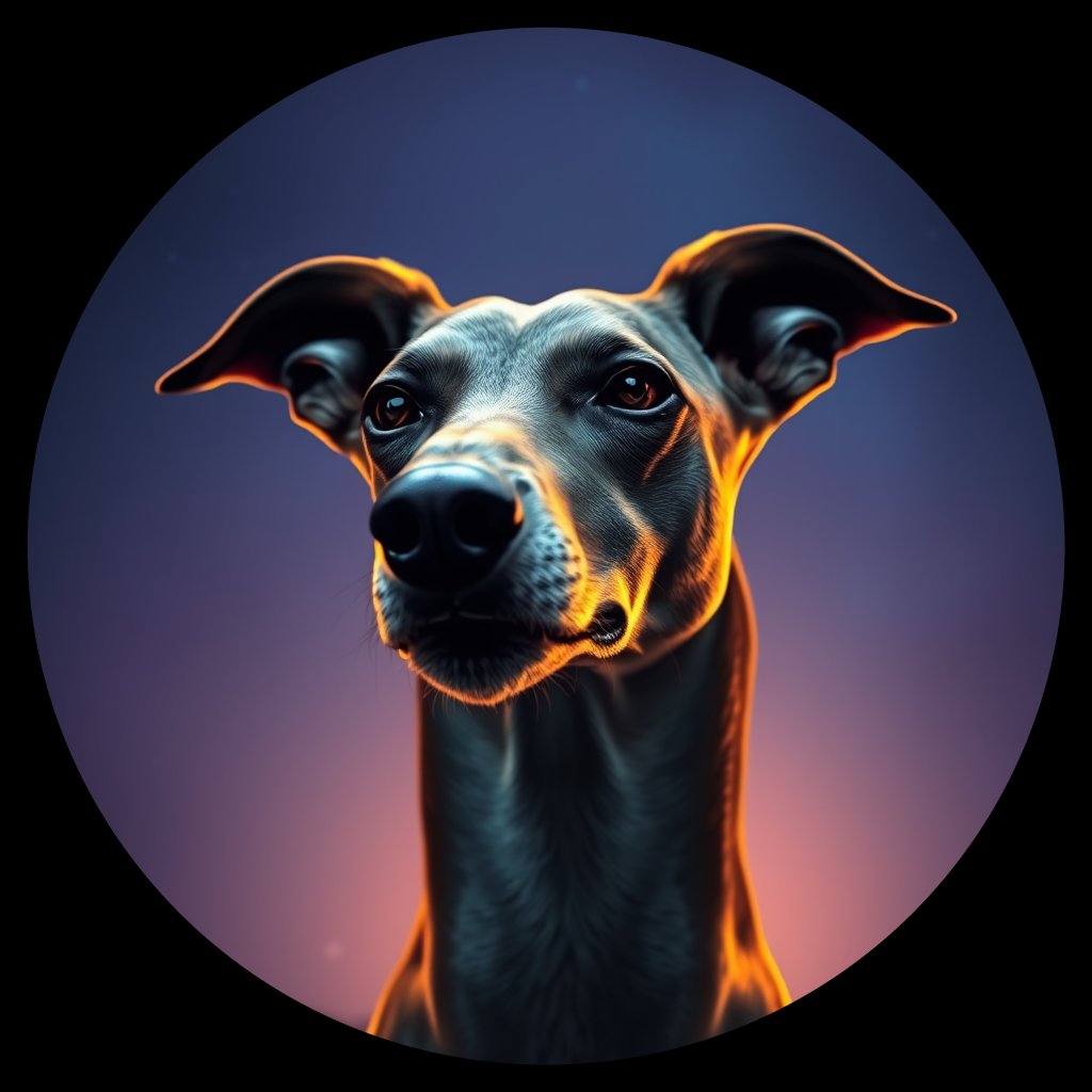 Cosmic medallion portrait of Gry_GT242_Gry_GT242, a Greyhound