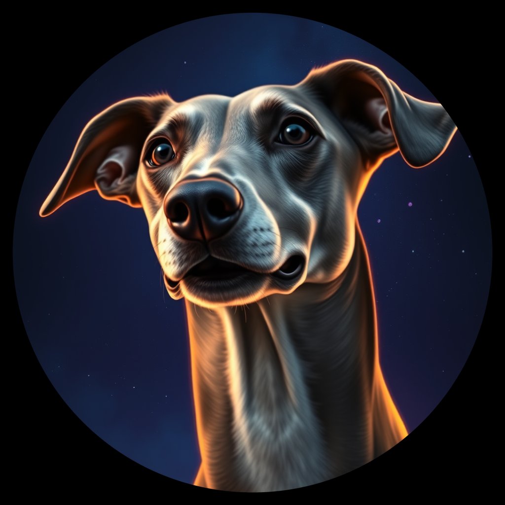 Cosmic medallion portrait of Gry_GT247_Gry_GT247, a Greyhound