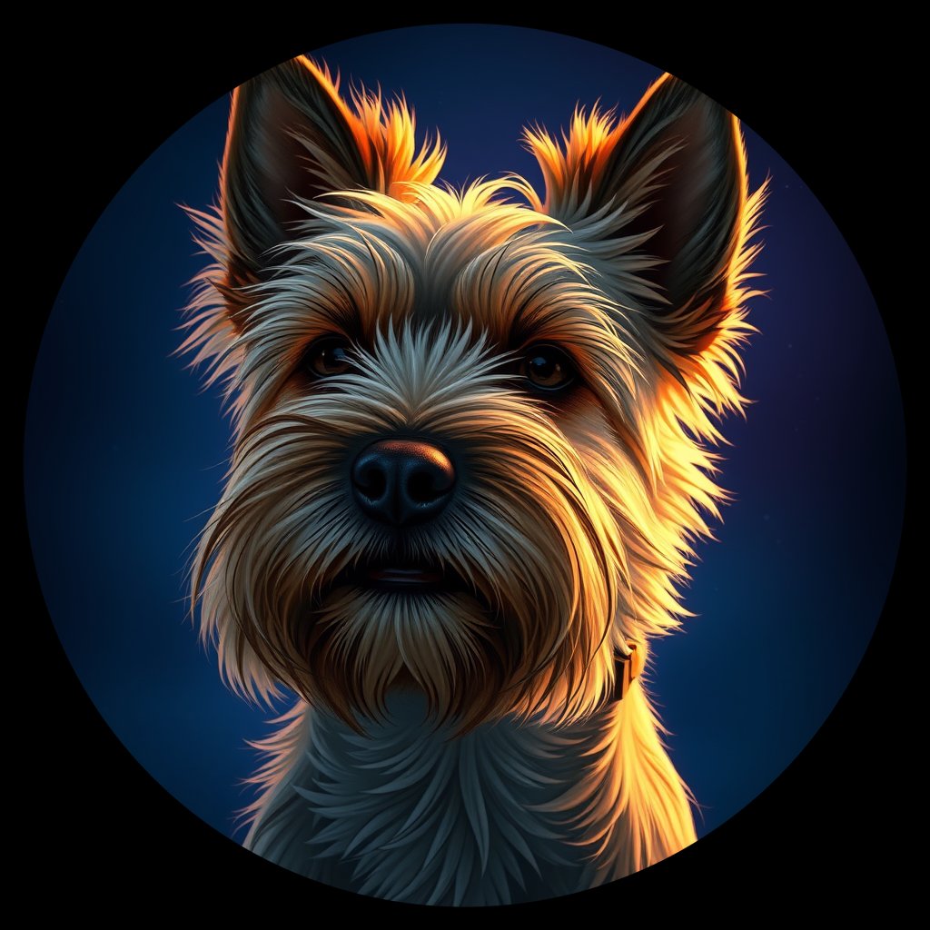 Cosmic medallion portrait of H1-McKenzie-CT_H1-McKenzie-CT, a Cairn Terrier