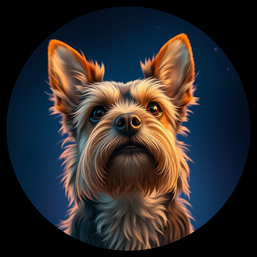 Cosmic medallion portrait of H11-Lizzie-Oakes-NT_H11-Lizzie-Oakes-NT, a Norfolk Terrier