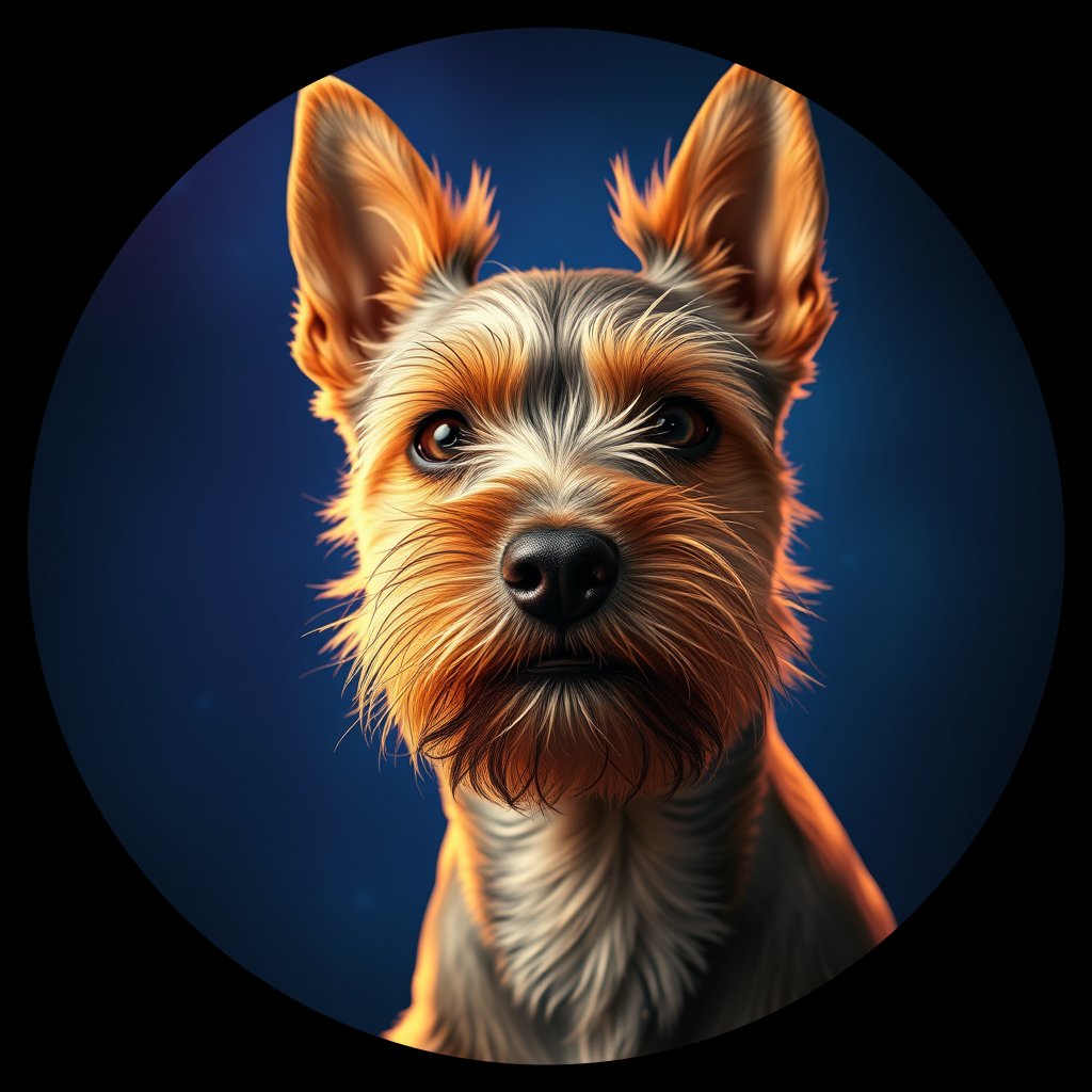 Cosmic medallion portrait of H12-Pilot-Papa-NT_H12-Pilot-Papa-NT, a Norfolk Terrier