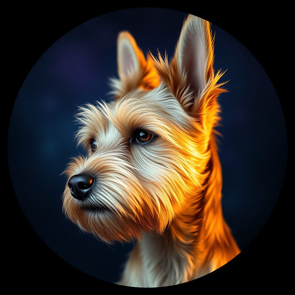 Cosmic medallion portrait of H2-Roo-HCTC-CT_H2-Roo-HCTC-CT, a Cairn Terrier