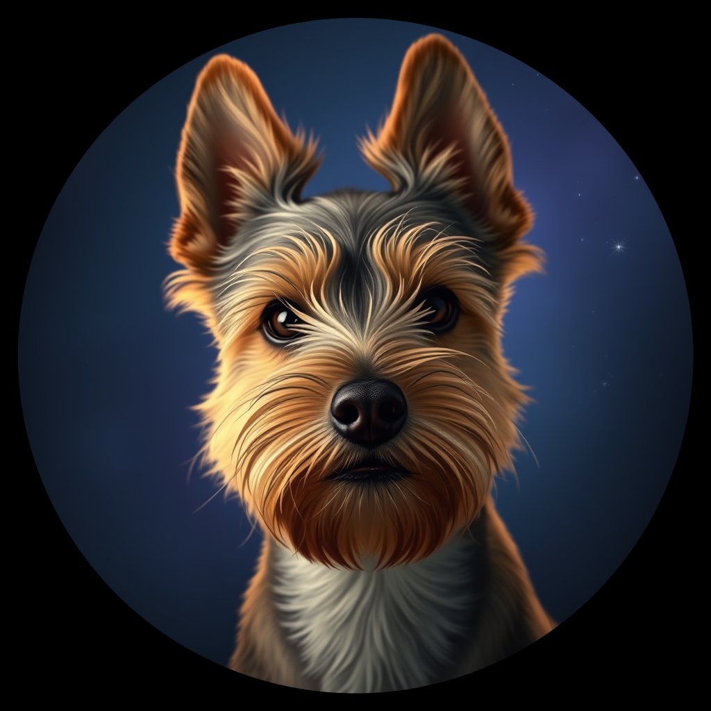 Cosmic medallion portrait of H3-Dessie-CT_H3-Dessie-CT, a Cairn Terrier