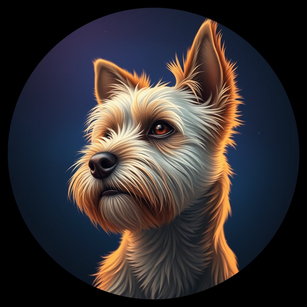 Cosmic medallion portrait of H5-Sophia-Patzman-CT_H5-Sophia-Patzman-CT, a Cairn Terrier