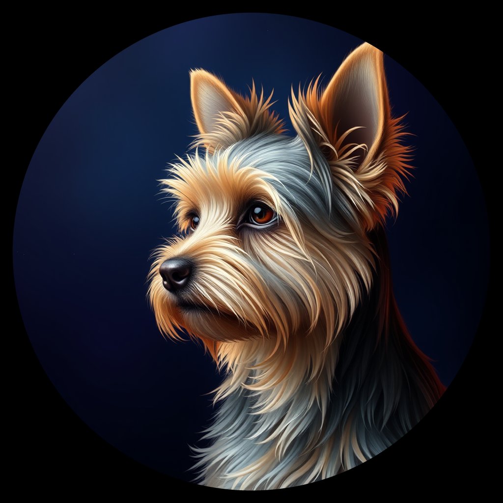 Cosmic medallion portrait of H7-Bitty-Kage-YT_H7-Bitty-Kage-YT, a Yorkshire Terrier