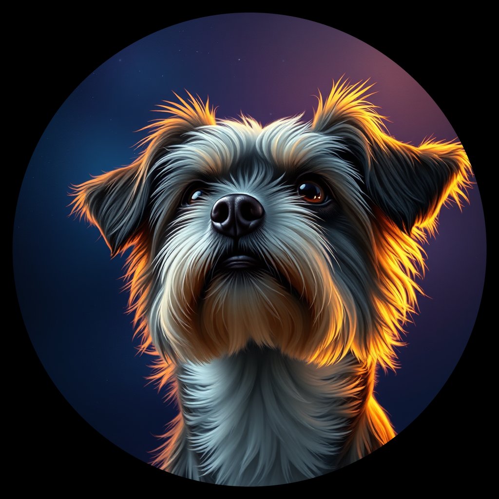 Cosmic medallion portrait of HAVA_HAVA_07323, a Havanese