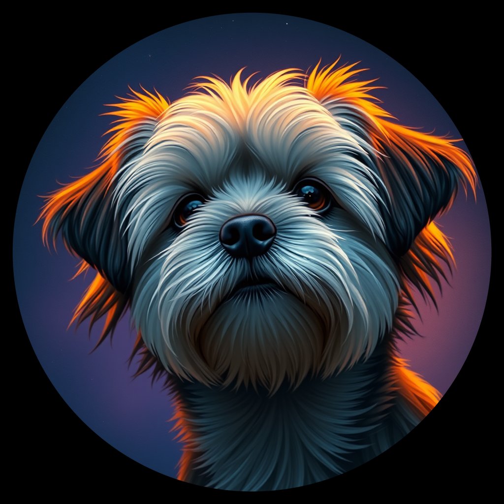 Cosmic medallion portrait of HAVA_HAVA_07424, a Havanese