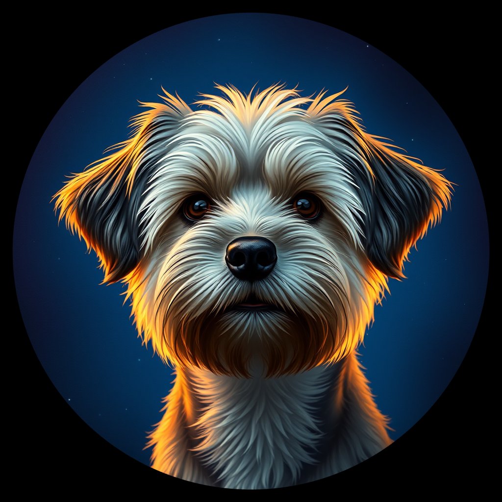 Cosmic medallion portrait of HAVA_HAVA_07524, a Havanese