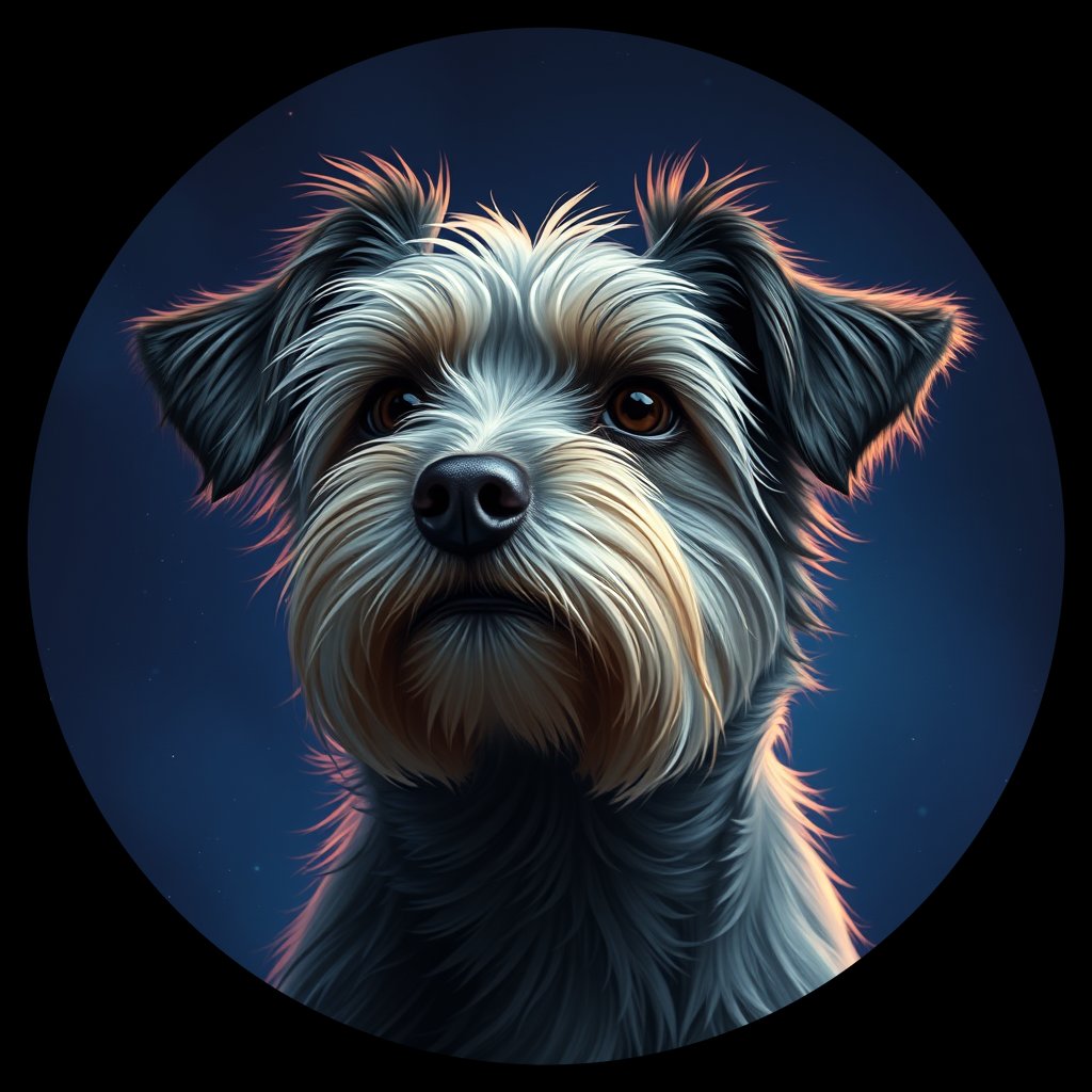 Cosmic medallion portrait of HAVA_HAVA_07533, a Havanese