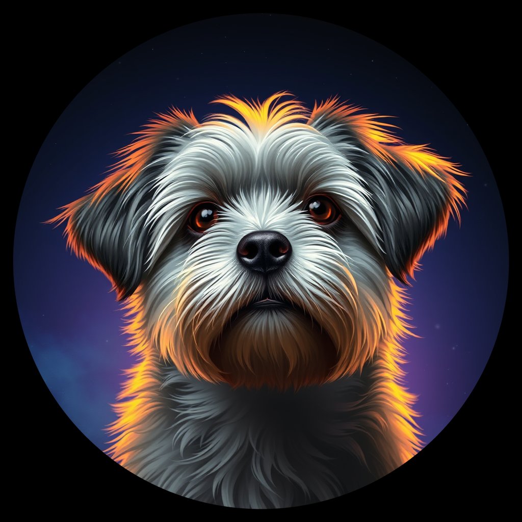 Cosmic medallion portrait of HAVA_HAVA_07628, a Havanese