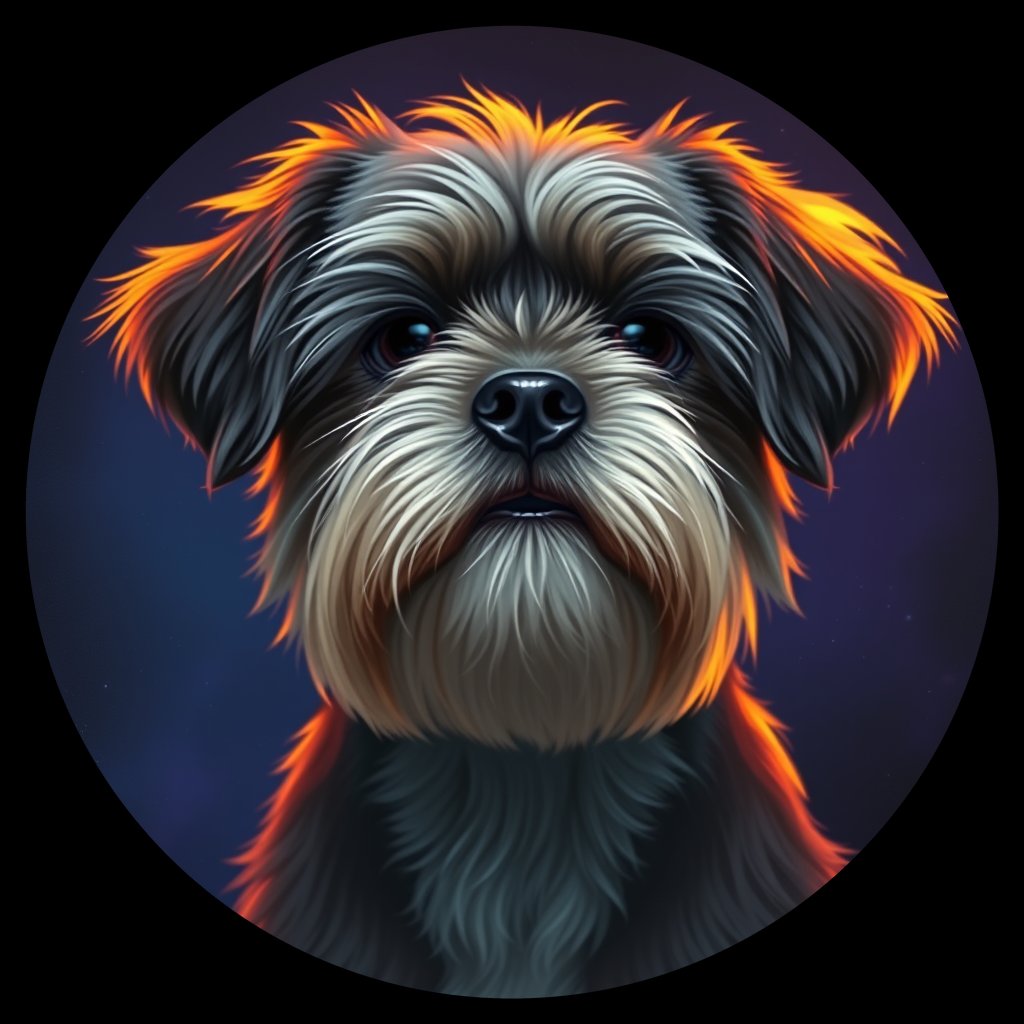 Cosmic medallion portrait of HAVA_HAVA_27428, a Havanese