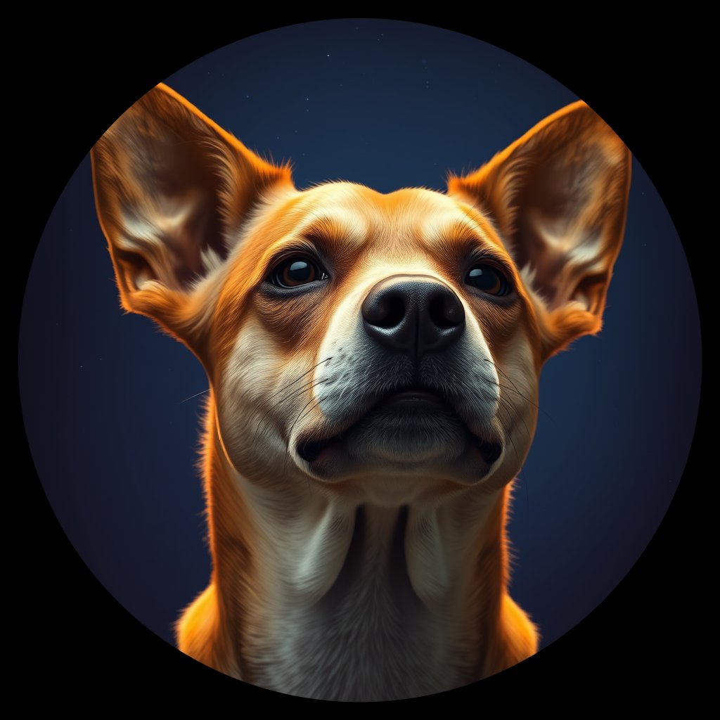 Cosmic medallion portrait of HO2_HO2, a Village Dog Honduras
