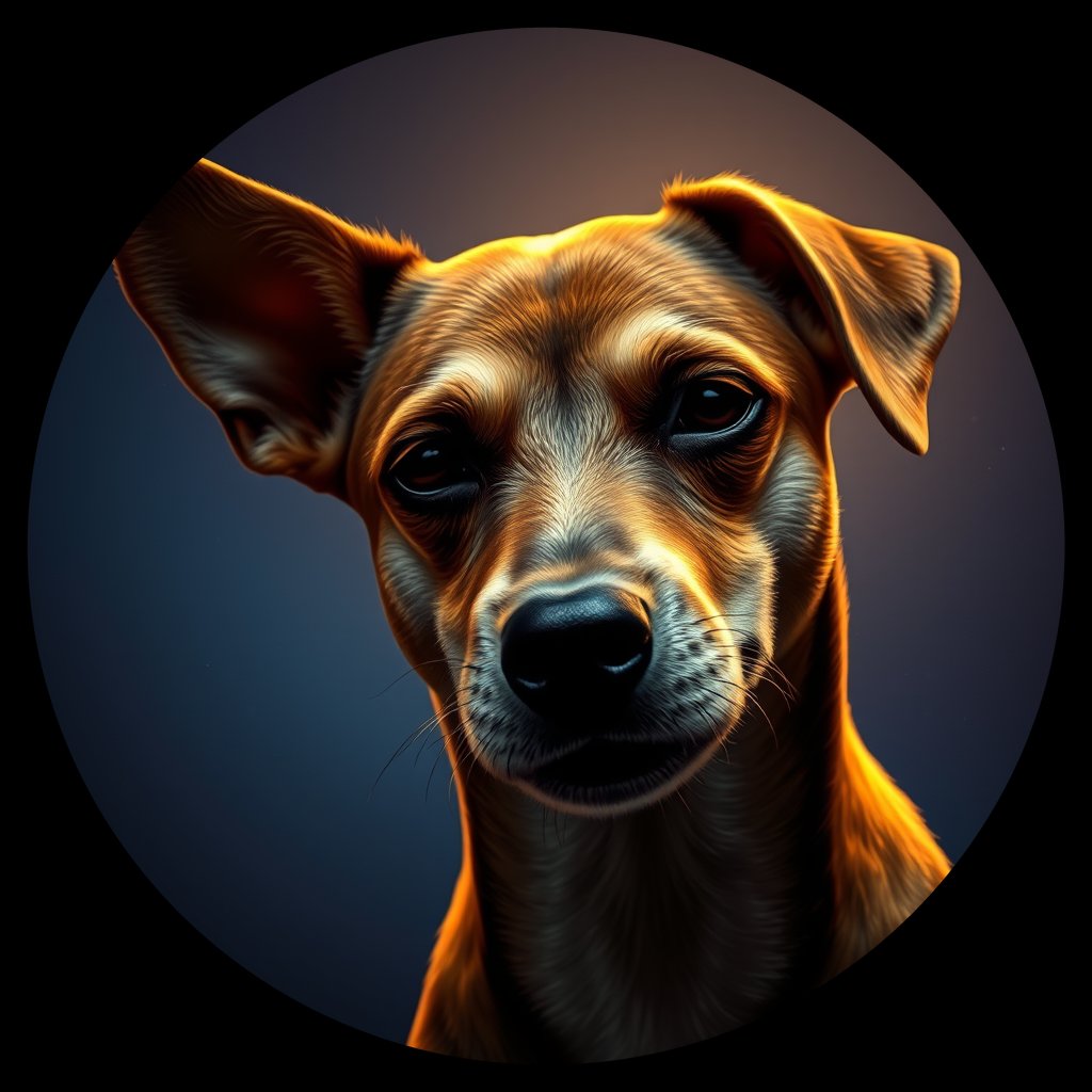 Cosmic medallion portrait of HO4_HO4, a Village Dog Honduras