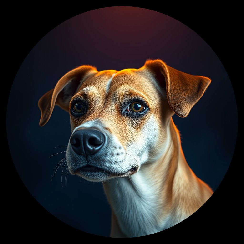 Cosmic medallion portrait of HO7_HO7, a Village Dog Honduras