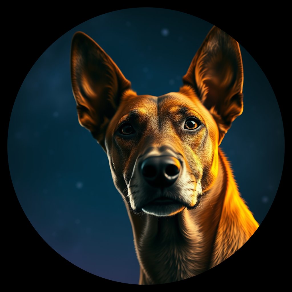 Cosmic medallion portrait of HO9_HO9, a Village Dog Honduras