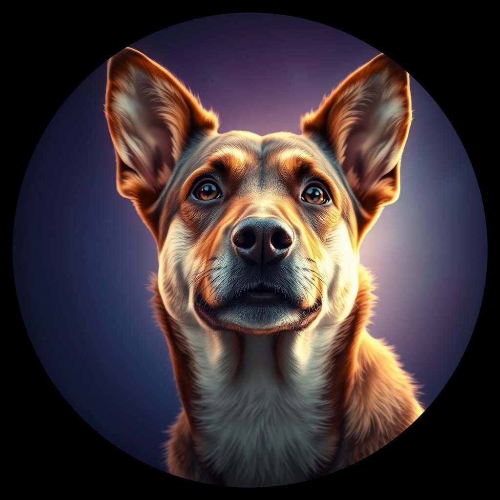 Cosmic medallion portrait of HR12_HR12, a Croatian Shepherd