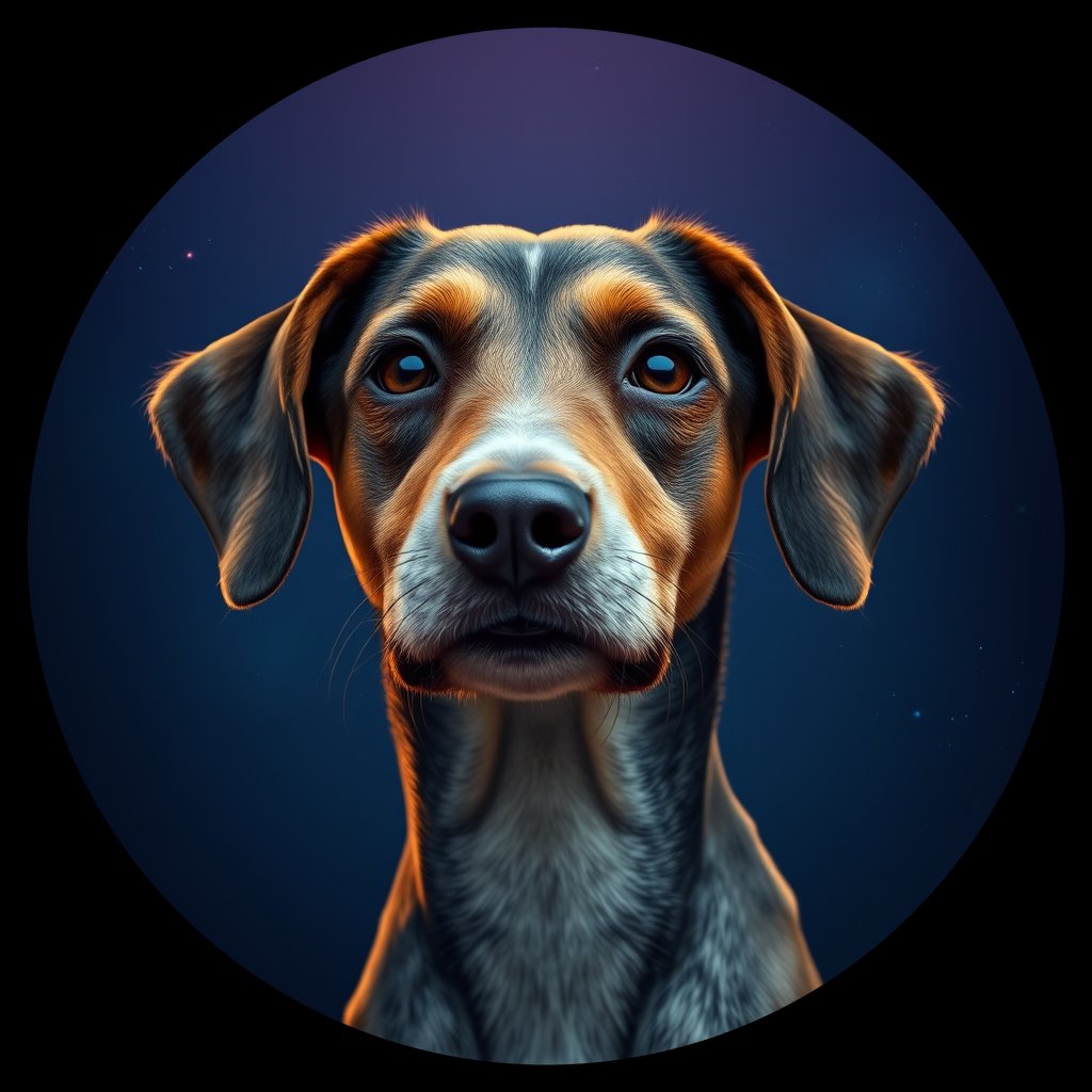 Cosmic medallion portrait of HR21_HR21, a Istrian Shorthaired Hound