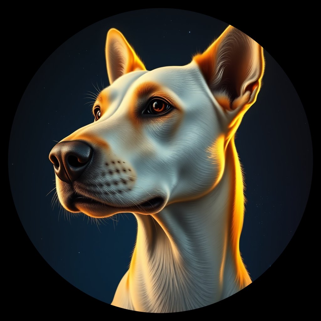 Cosmic medallion portrait of HR52_HR52, a Village Dog Croatia