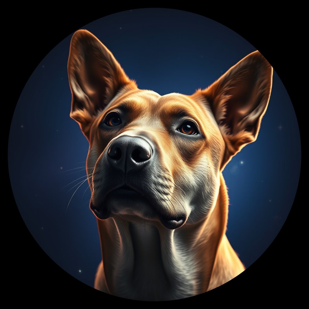 Cosmic medallion portrait of HR58_HR58, a Village Dog Croatia