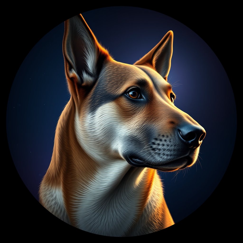 Cosmic medallion portrait of HR63_HR63, a Village Dog Croatia